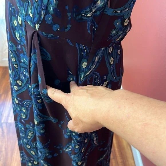 Cabi Treasure Paisley Crossover Style V Neck Midi Dress Style 3461 - Picture 6 of 12